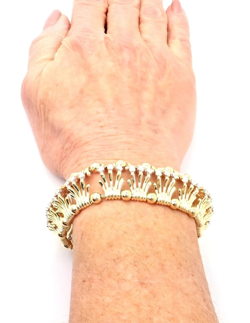 Tiffany & Co Jean Schlumberger 18k Yellow Gold Platinum Diamond Hands Bracelet - 13