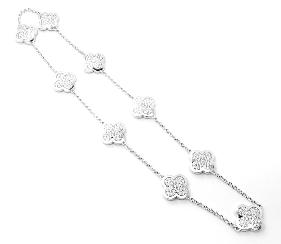 Authentic Van Cleef & Arpels 18k White Gold Diamond Pure Alhambra Necklace Paper - 5