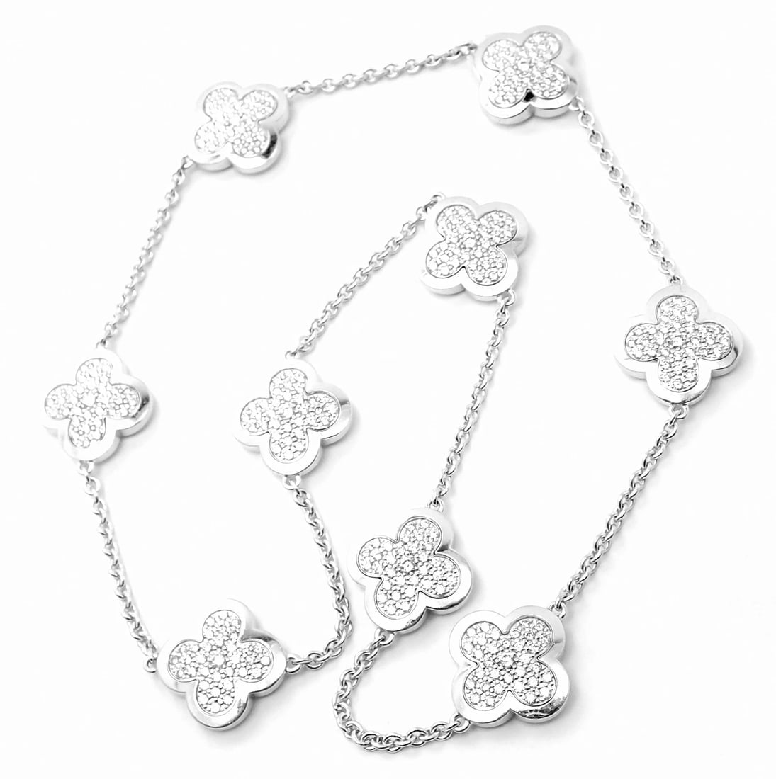Authentic Van Cleef & Arpels 18k White Gold Diamond Pure Alhambra Necklace Paper - 6