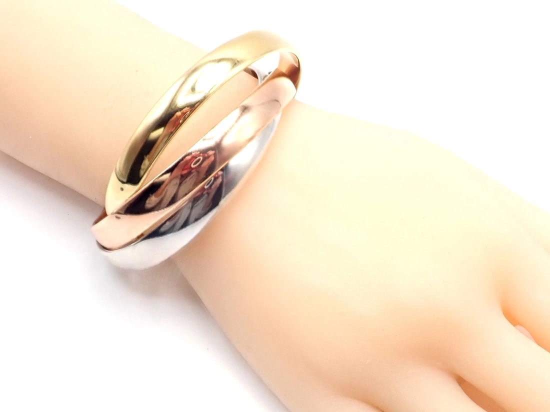 Cartier 18k Tricolor Gold Trinity Large Model Medium Size Bangle Bracelet - 8
