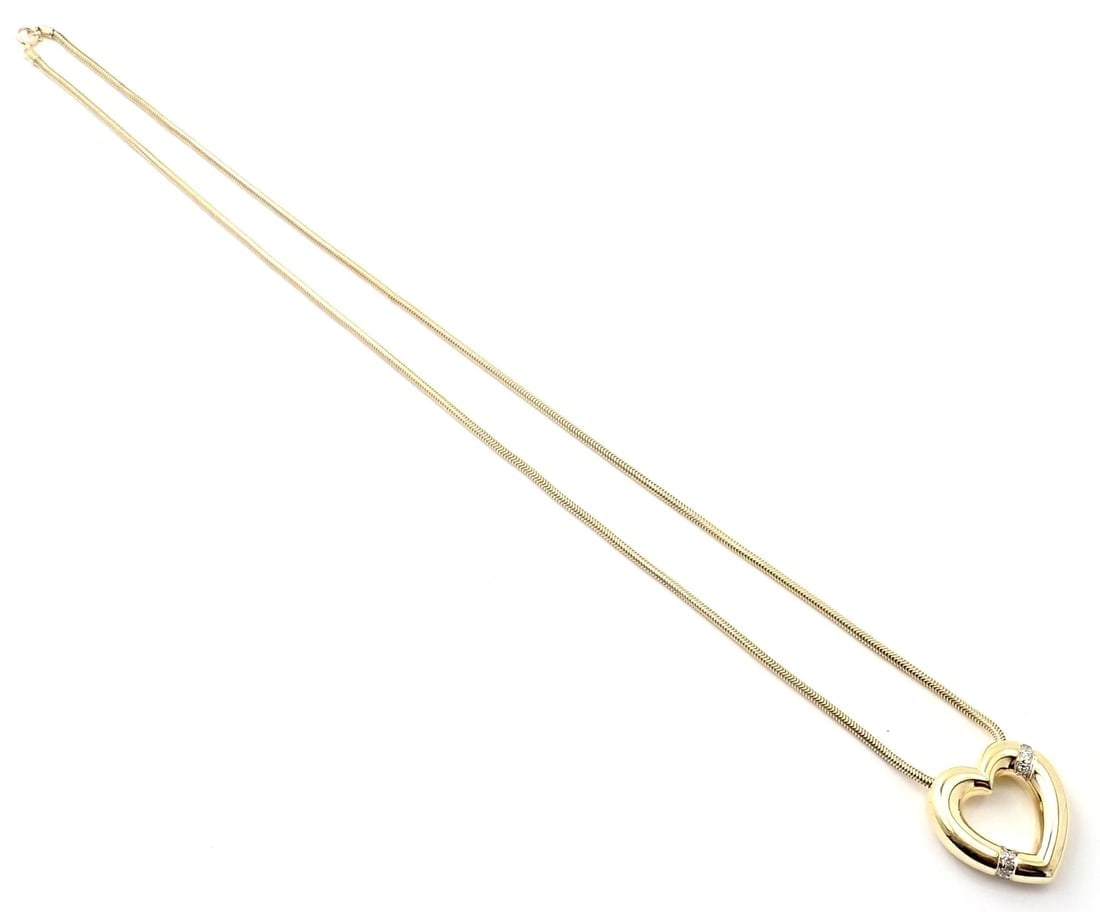 Authentic! Tiffany & Co Picasso 18k Yellow Gold Diamond Heart Pendant Necklace - 11