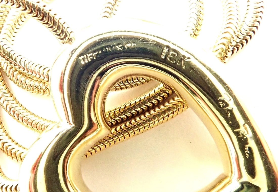 Authentic! Tiffany & Co Picasso 18k Yellow Gold Diamond Heart Pendant Necklace - 7