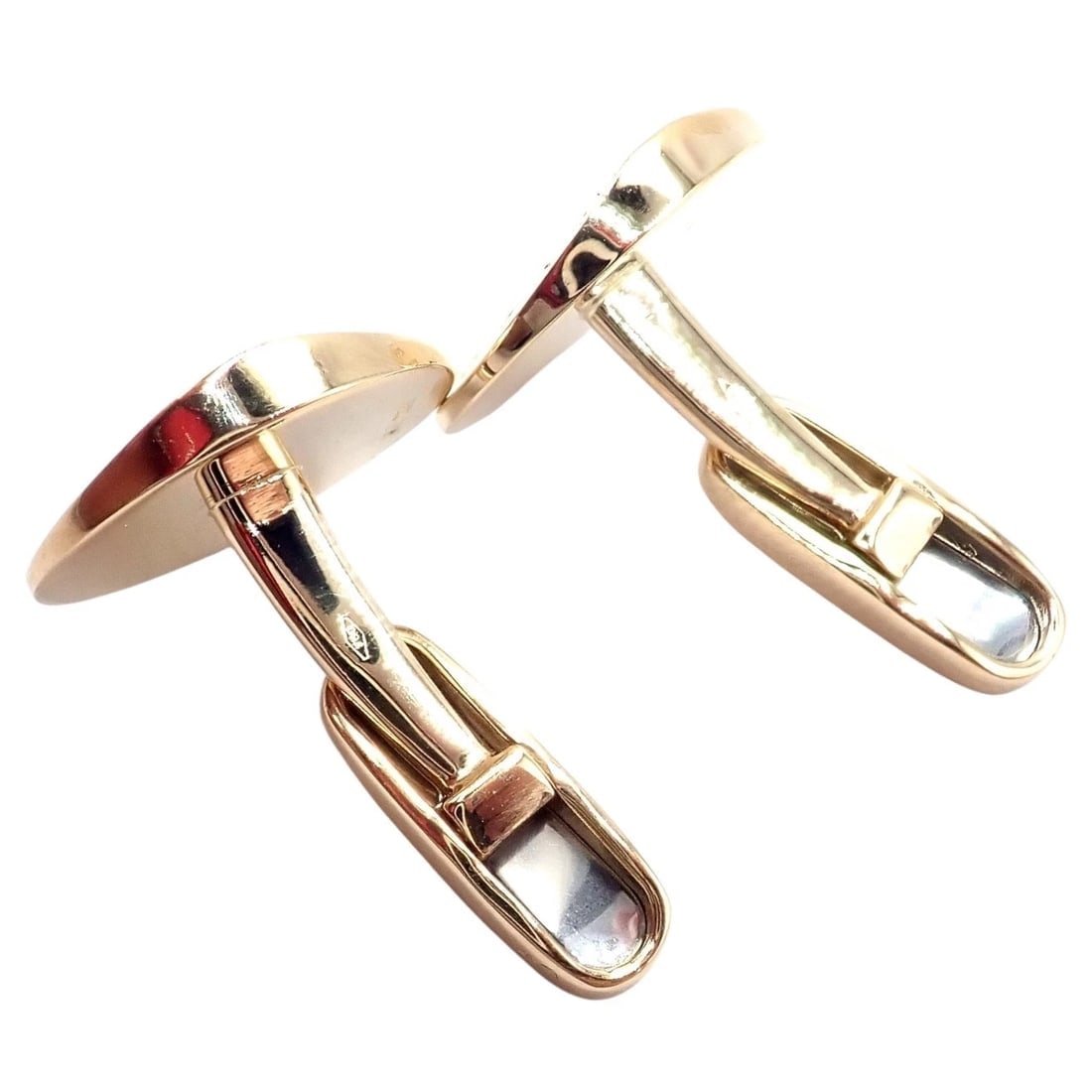 Authentic! Bvlgari Bulgari 18k Yellow Gold Diamond Classic Round Cufflinks - 12