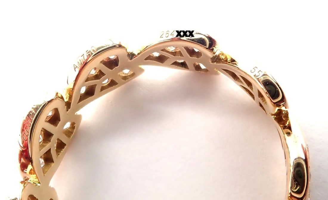 Authentic! Cartier 18k Yellow Gold Diamond Heart Eternity Band Ring Size 7.25 - 6