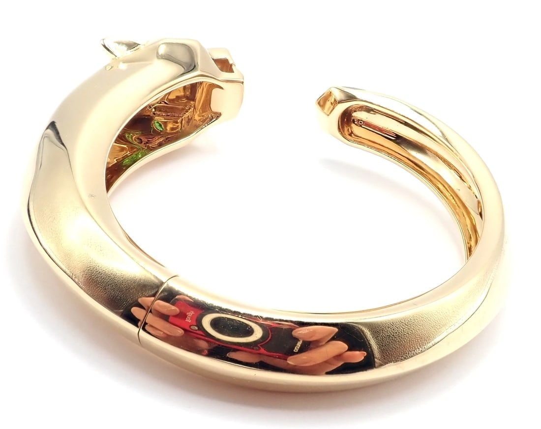 Authentic! Cartier Panther Panthere 18k Yellow Gold Bangle Bracelet Size 16 Cert - 7