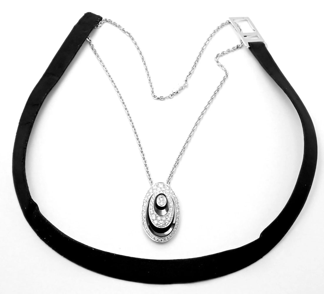 Rare! Authentic Cartier Hypnose 18k White Gold Diamond Silk Cord Chain Necklace: Rare! Authentic Cartier Hypnose 18k White Gold Diamond Silk Cord Chain Necklace About This Piece: This necklace comes with Cartier certificate of authenticity and a Cartier box. Metal: 18k white gold 