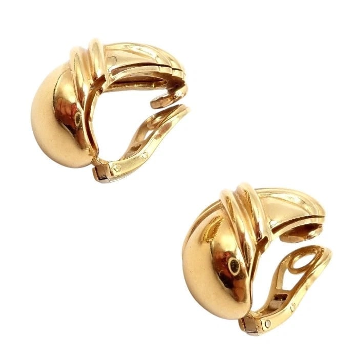Authentic! Vintage Bulgari Bvlgari 18k Yellow Gold Roma Double X Huggie Earrings - 10