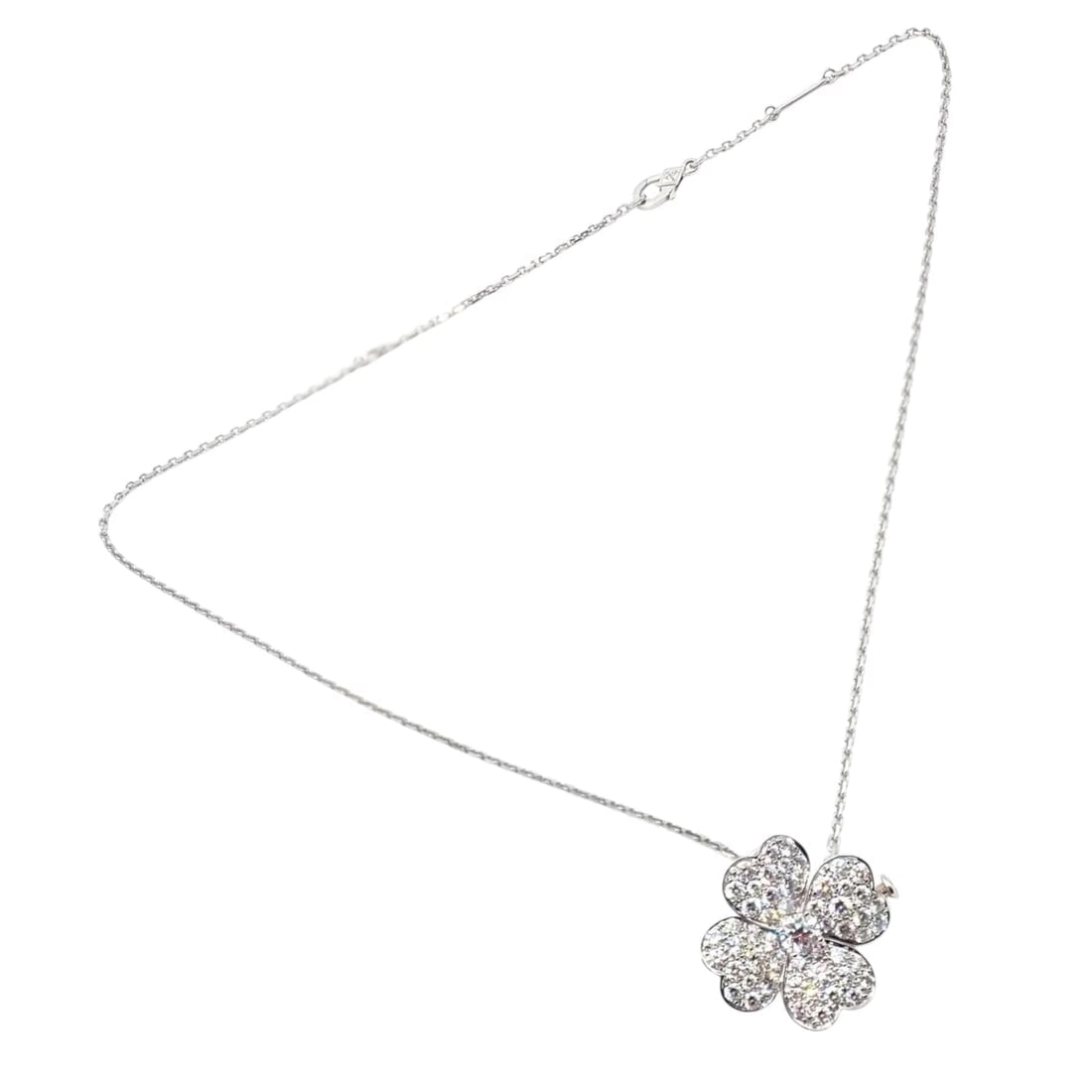 Van Cleef & Arpels Cosmos 18k White Gold Diamond Medium Brooch Pendant Necklace: Van Cleef & Arpels Cosmos 18k White Gold Diamond Medium Brooch Pendant Necklace About This Piece: The Van Cleef & Arpels Cosmos 18k White Gold Diamond Medium Brooch Pendant Necklace exudes timeless el