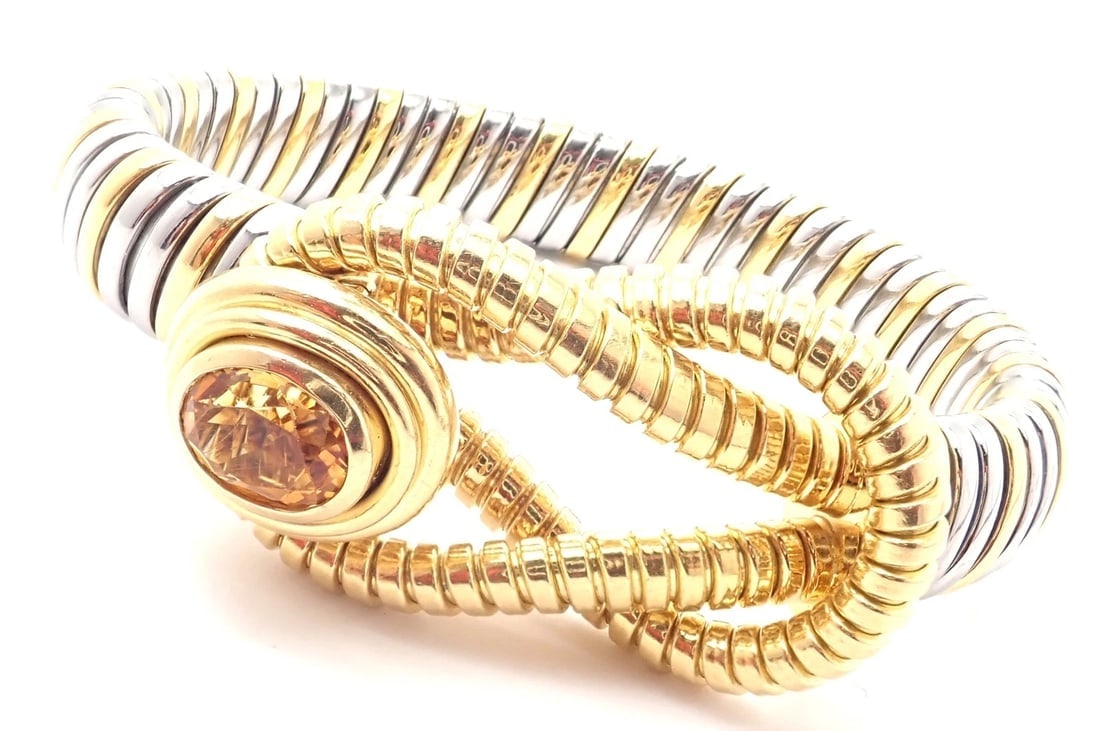 Authentic Cartier Hercules Knot 18k Yellow Gold Stainless Steel Citrine Bracelet - 6