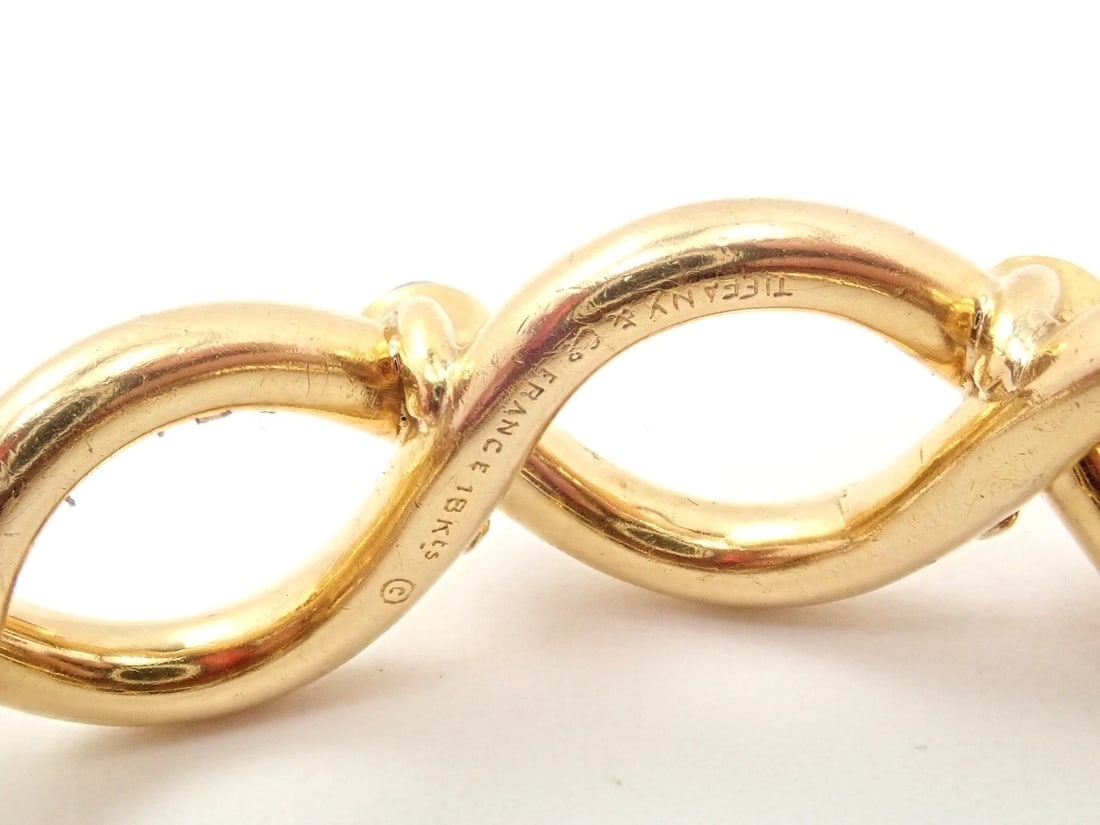 Rare! Authentic Tiffany & Co 18k Yellow Gold France Sapphire Bangle Bracelet - 6