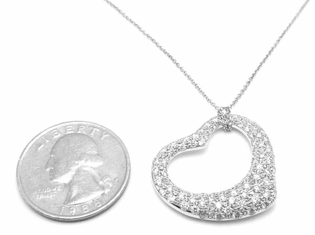 Authentic Tiffany & Co Peretti Platinum Diamond Large Open Heart Necklace $26000 - 5