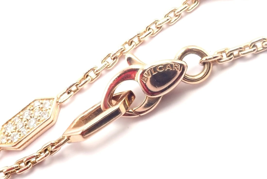 Authentic Bulgari Bvlgari Serpenti 18k Rose Gold Pave Diamond Rubellite Necklace - 10