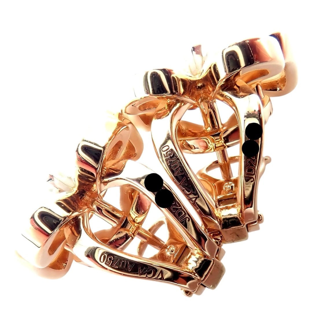Van Cleef & Arpels 18k Rose Gold Diamond MoP Two Butterfly Earrings Cert - 6