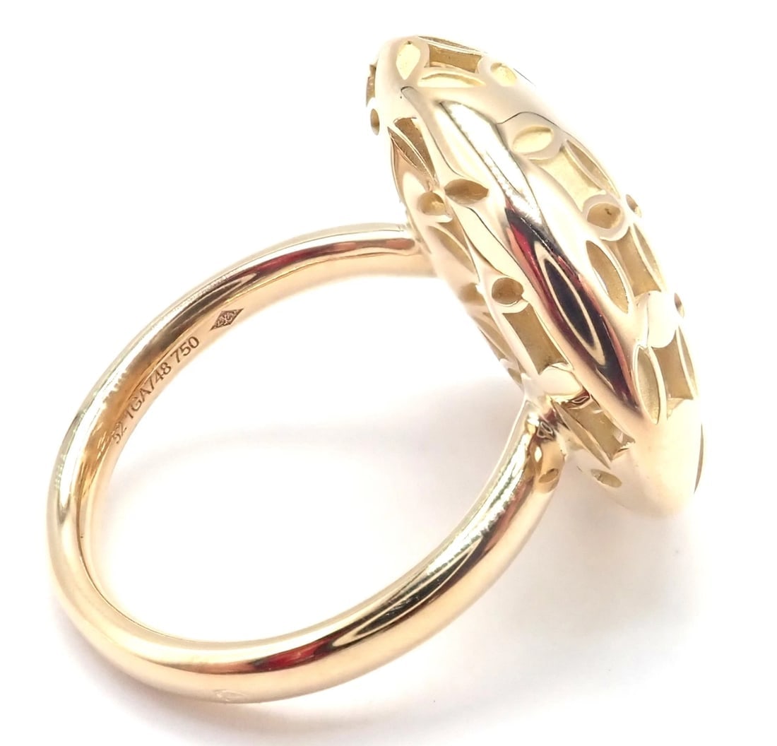 Authentic! Louis Vuitton Monogram 18k Yellow Gold Large Ring - 3