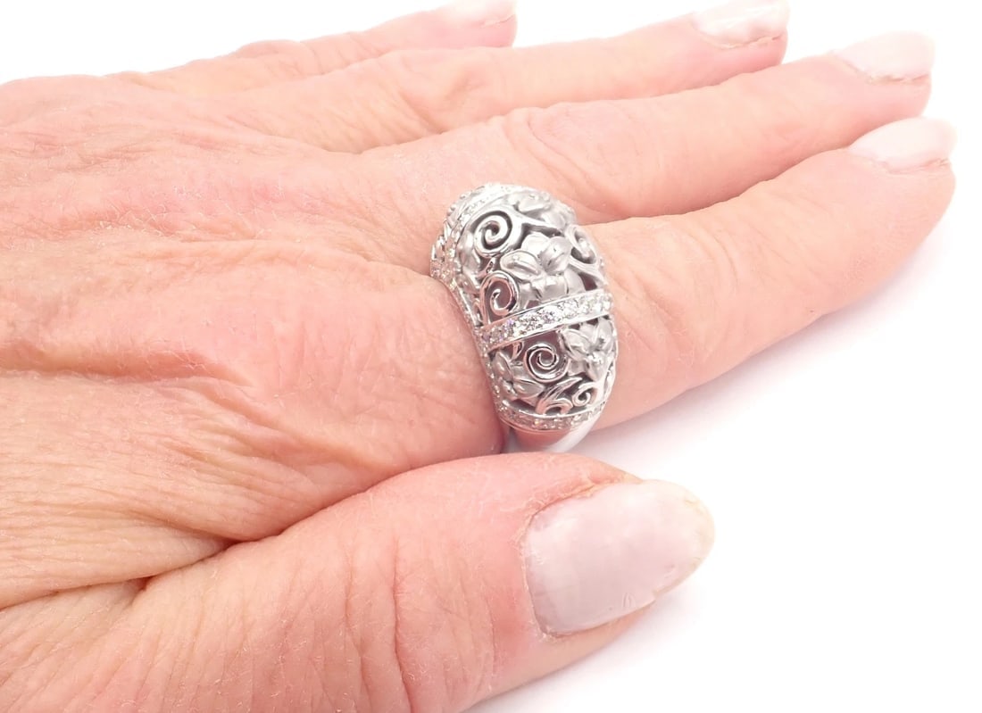New! Authentic Carrera Y Carrera Taj Mahal 18k White Gold Diamond Ring Cert. - 6