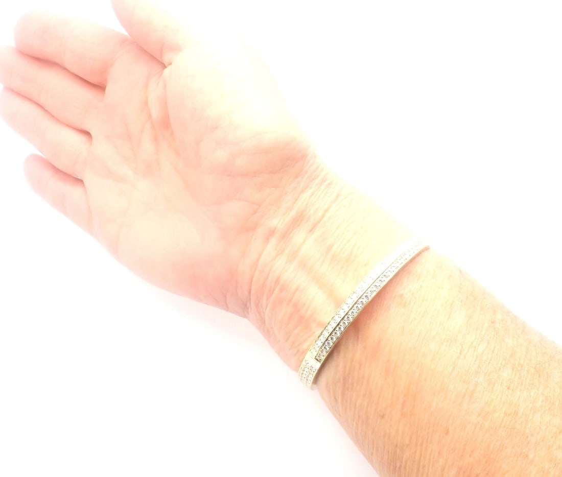 Authentic! Tiffany & Co 18k Yellow Gold Diamond T1 Wide Hinged Bangle Bracelet - 13