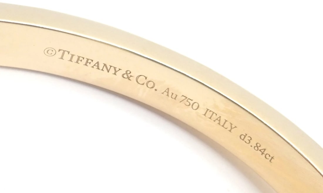 Authentic! Tiffany & Co 18k Yellow Gold Diamond T1 Wide Hinged Bangle Bracelet - 5
