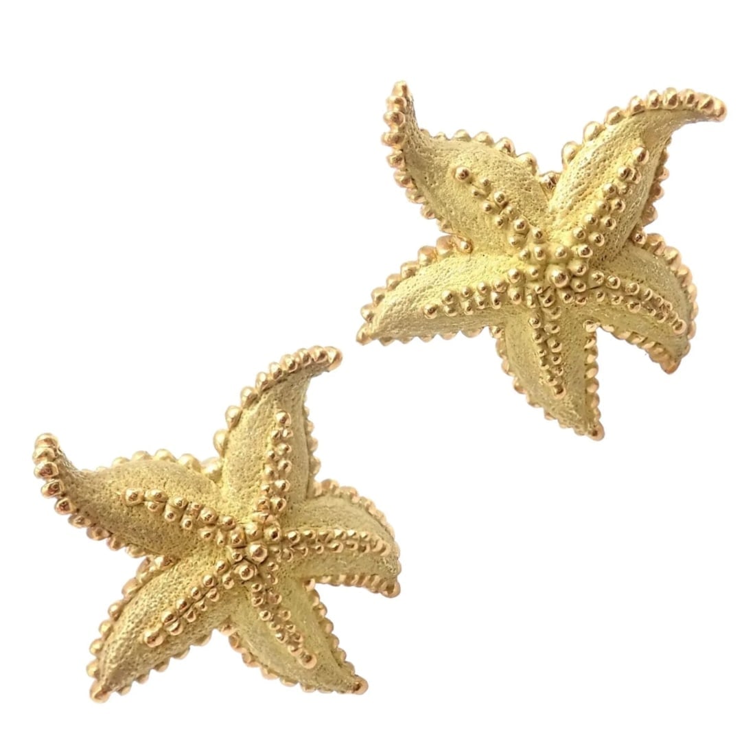 Authentic! Vintage Tiffany & Co Starfish 18k Yellow Gold Large Earrings: Authentic! Vintage Tiffany & Co Starfish 18k Yellow Gold Large Earrings About This Piece: The Vintage Tiffany & Co Starfish earrings are crafted in 18k yellow gold, featuring a large starfish design. 