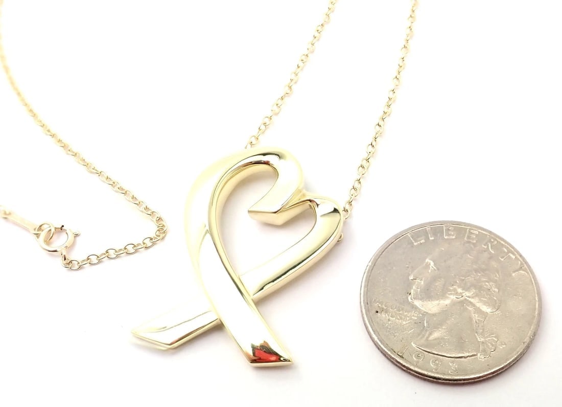 Authentic! Tiffany & Co Picasso 18k Yellow Gold Large Heart Pendant Necklace - 4