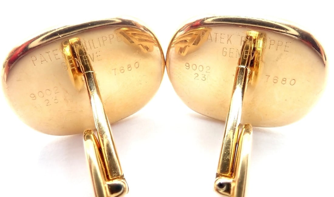 Rare! Patek Philippe 18k Yellow Gold Italian Flag Colors Enamel Large Cufflinks - 5