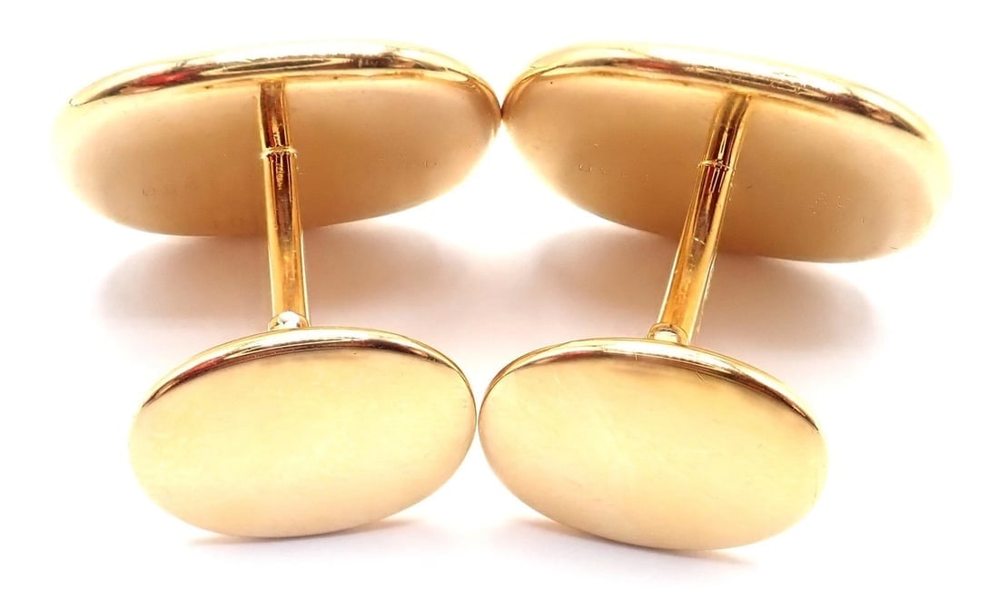 Rare! Patek Philippe 18k Yellow Gold Italian Flag Colors Enamel Large Cufflinks - 8
