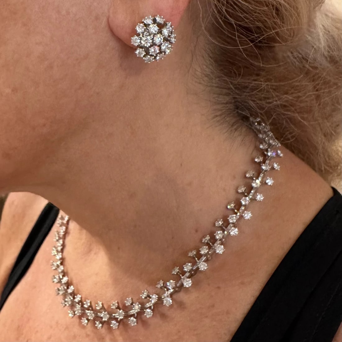 Authentic Tiffany & Co Spray Platinum Diamond Necklace Earrings Set Paper France - 15