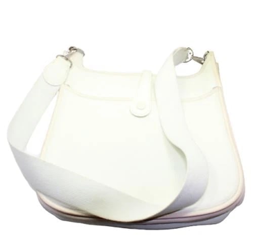 Authentic! Hermes Evelyne Parchment White Clemence Leather PM Handbag Purse - 7