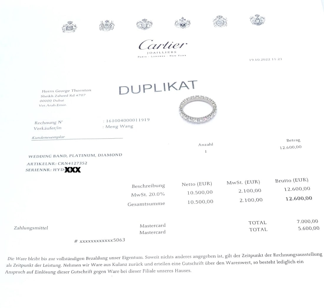Authentic! Cartier Destinee Platinum Full Diamond Wedding Band Ring Size 6 Cert. - 10