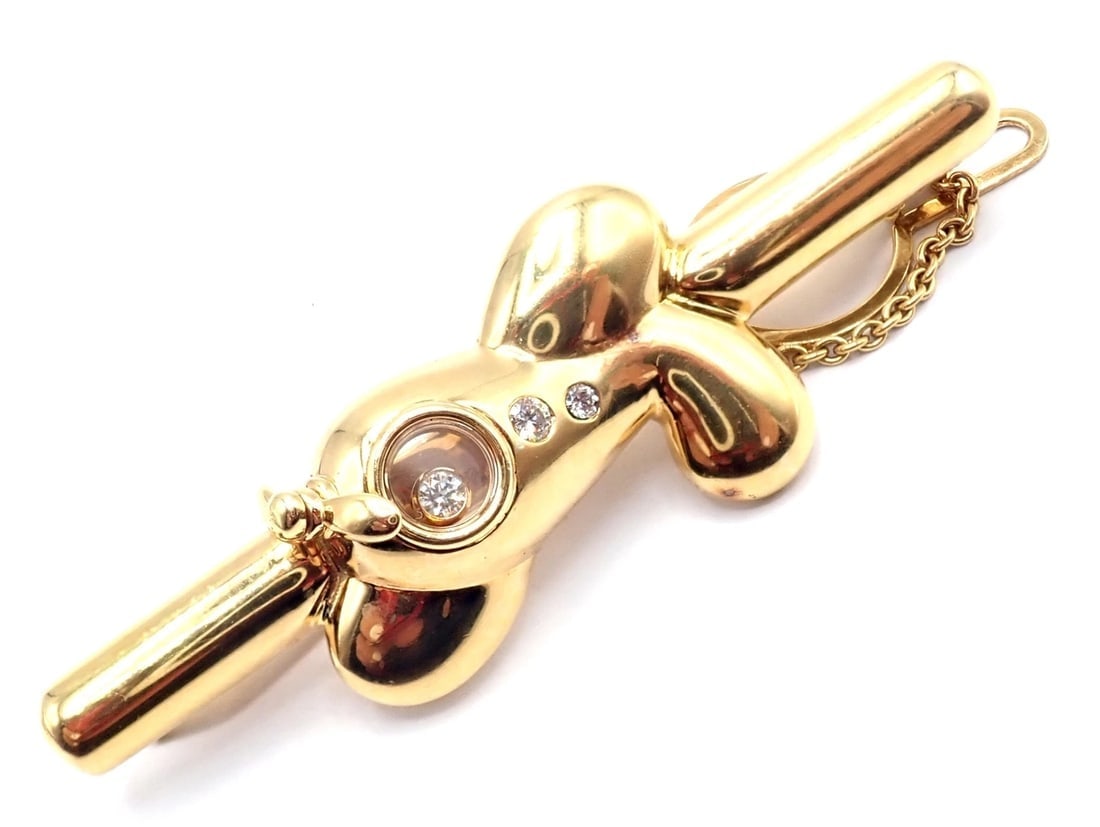 Authentic! Vintage Chopard 18k Yellow Gold Happy Diamond Airplane Tie Clip Clasp - 5