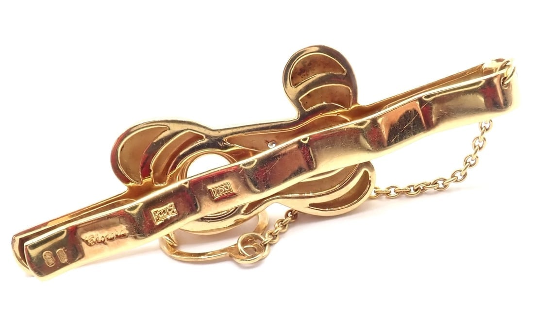 Authentic! Vintage Chopard 18k Yellow Gold Happy Diamond Airplane Tie Clip Clasp - 8