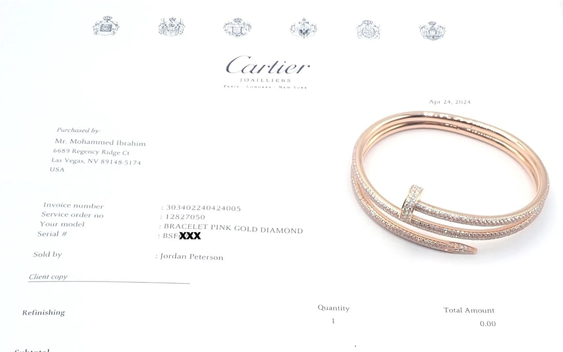 Cartier Juste un Clou Nail 18k Rose Gold Diamond Bangle Bracelet Size 16 Paper - 13