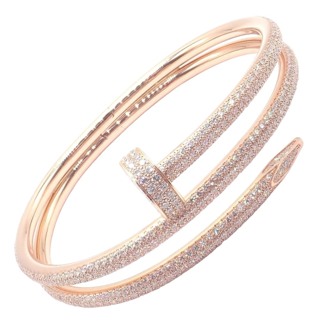 Cartier Juste un Clou Nail 18k Rose Gold Diamond Bangle Bracelet Size 16 Paper (1 of 13)