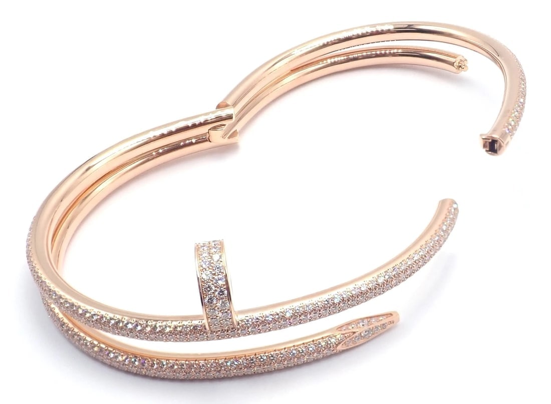 Cartier Juste un Clou Nail 18k Rose Gold Diamond Bangle Bracelet Size 16 Paper - 9