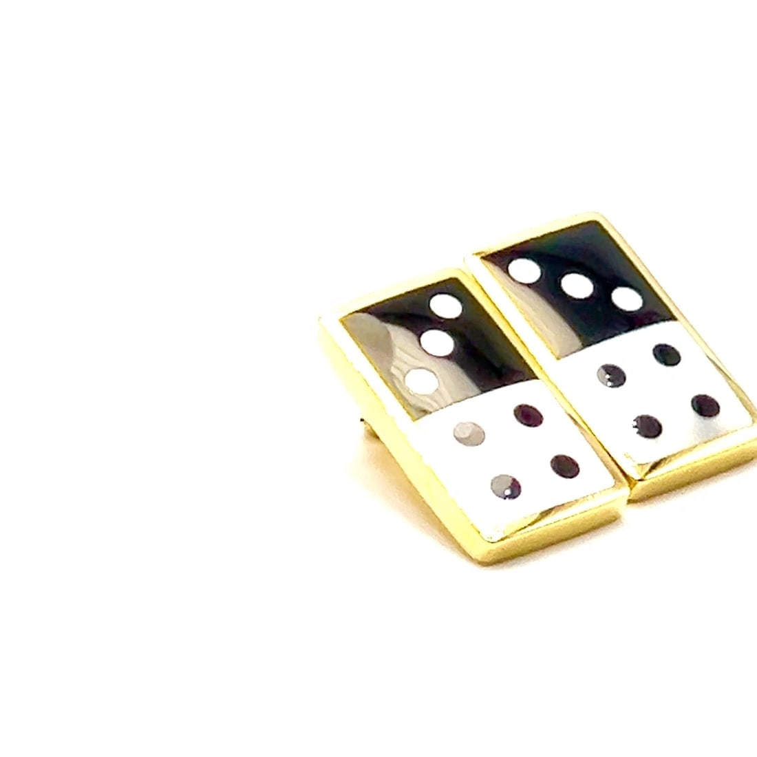 Tiffany & Co Cummings 18k Yellow Gold Inlaid Black Jade MOP Domino Earrings - 2