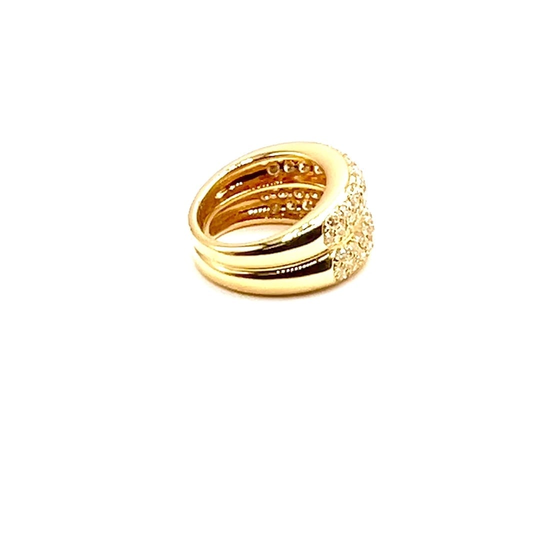 Authentic! Cartier 18k Yellow Gold Double Pave Diamond Band Ring 1993 - 2