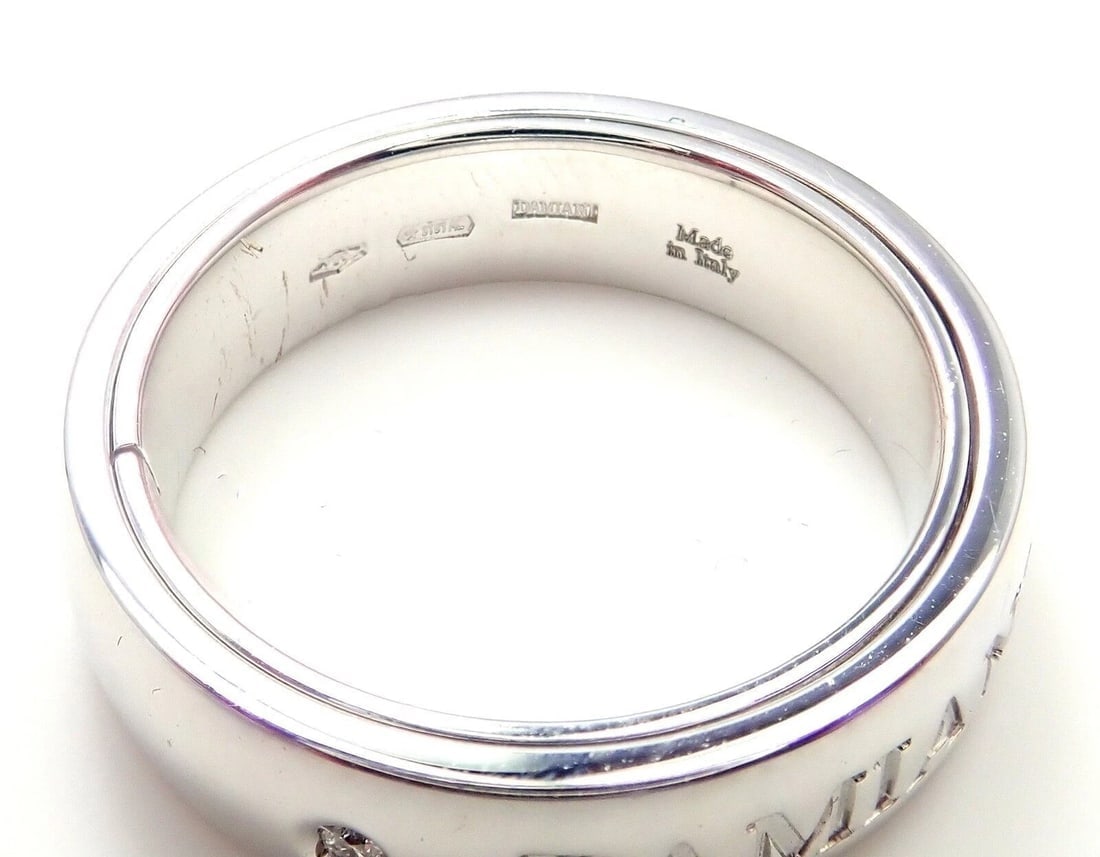 Authentic! Damiani 18k White Gold Diamond Double Band Ring Size 7 Box & Paper - 3