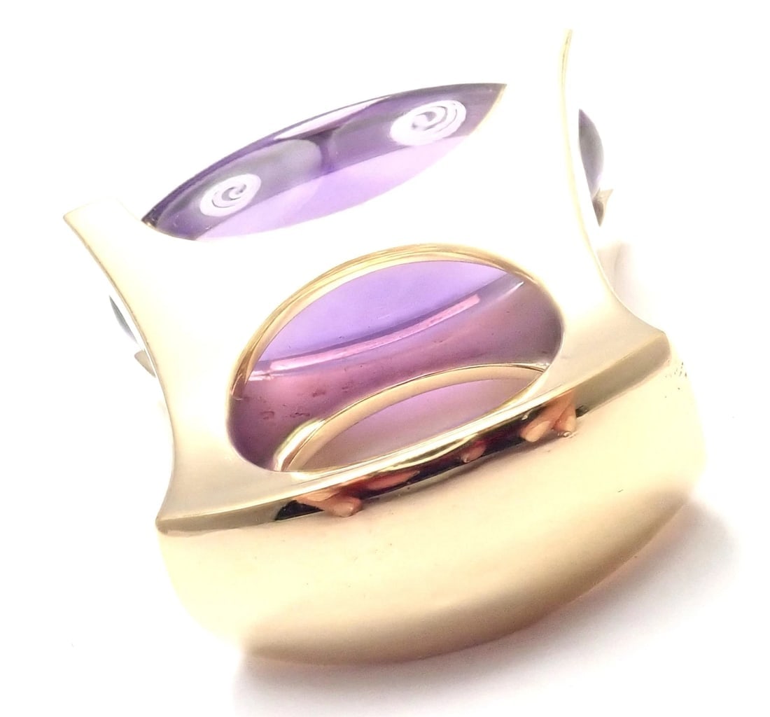 Van Cleef & Arpels Electra 18k Yellow Gold Diamond Large Amethyst Ring Paper - 10