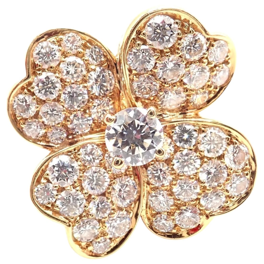 Authentic! Van Cleef & Arpels Cosmos 18k Yellow Gold Diamond Medium Model Ring (1 of 13)
