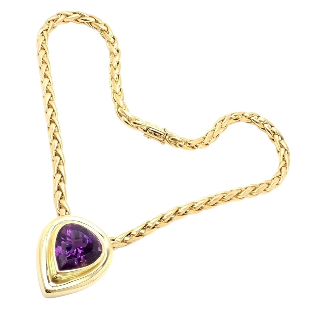 Authentic! Tiffany & Co Paloma Picasso 18k Gold Large Amethyst Pendant Necklace: Authentic! Tiffany & Co Paloma Picasso 18k Gold Large Amethyst Pendant Necklace About This Piece: The Tiffany & Co. Paloma Picasso 18k Gold Large Amethyst Pendant Necklace exudes artistic elegance. De