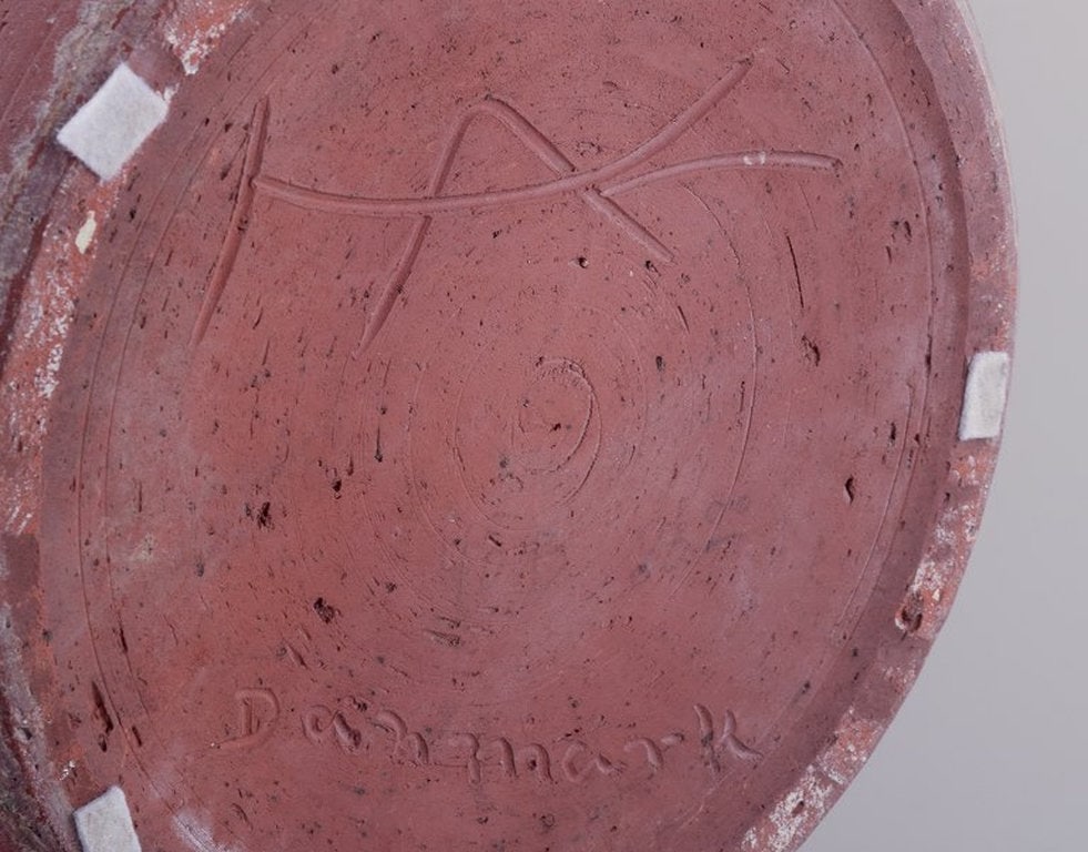 Kähler, Denmark. Large floor vase of unglazed red clay. Mid 20th century. - 8