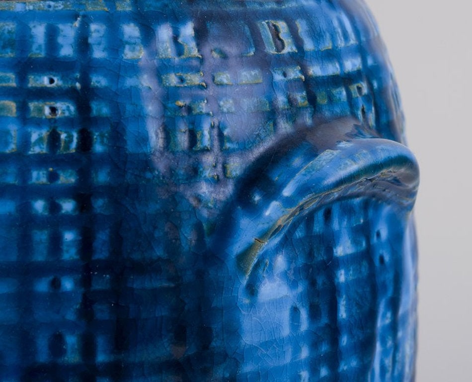 Aldo Londi for Bitossi. Vase in Rimini blue glazed ceramic with geometric patterns. Classic form - 7