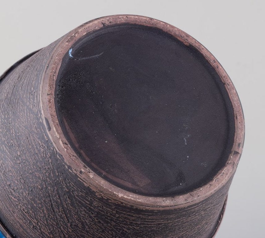 Aldo Londi for Bitossi. Vase in Rimini blue glazed ceramic with geometric patterns. Classic form - 8