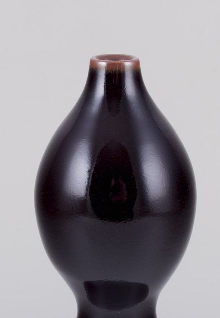 Nils Thorsson for Royal Copenhagen. Unique stoneware vase, double gourd-shaped. 1930s/40s. - 3