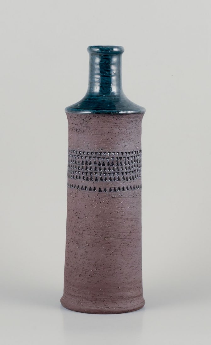 Inger Persson for Rörstrand Atelje, Sweden. Large ceramic vase with petrol blue glaze. 1960s. (1 of 7)
