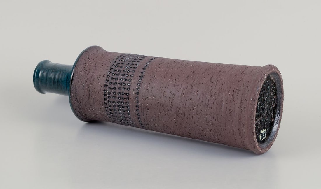 Inger Persson for Rörstrand Atelje, Sweden. Large ceramic vase with petrol blue glaze. 1960s. - 6