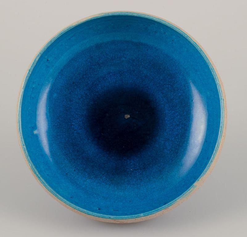 Nils Kähler for Kähler, Denmark. Two ceramic bowls with turquoise glazed interior. Ca. - 4
