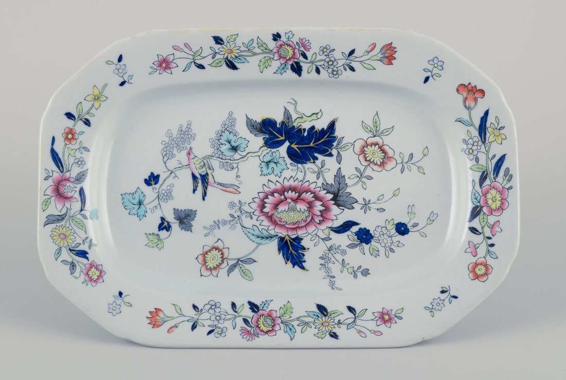 Copeland Spode, England. Two oval dishes in faience with flower and bird motifs. Approx. 1930s. - 6