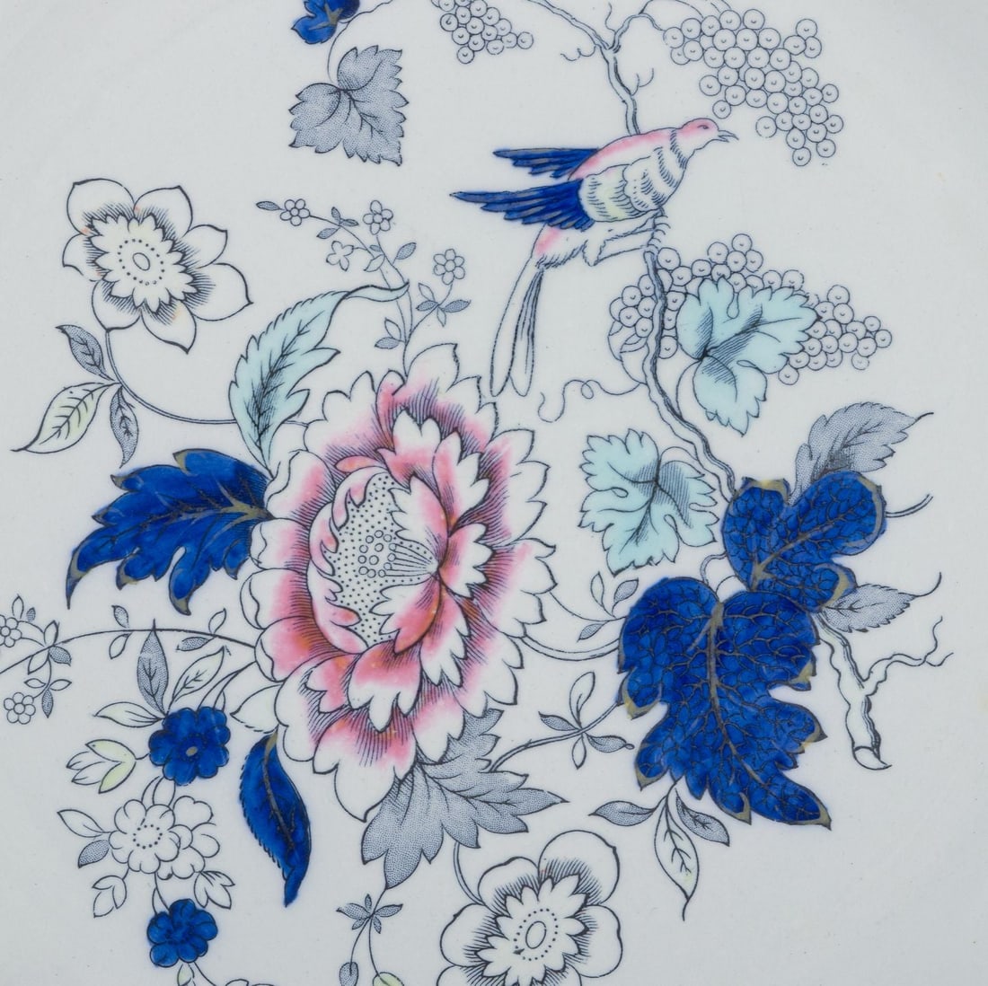 Copeland Spode, England. Five dinner plates in faience with flower and bird motifs. Approx. 1930s. - 4