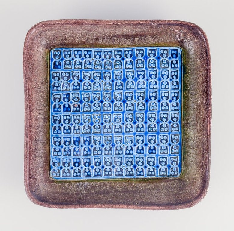 Aldo Londi for Bitossi, Italy. Square bowl on feet in glazed ceramic. Circa 1970. - 4