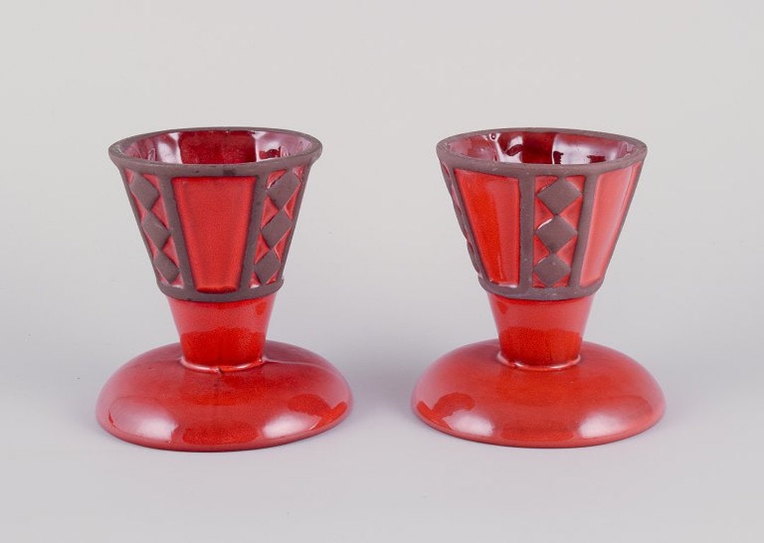 Frank Keramik, Denmark. A pair of vases in glazed earthenware. 1970s. (1 of 8)